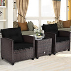 Tangkula 3 Pieces Patio Furniture Set, PE Rattan Wicker 3 Pcs Outdoor Sofa Set - Image 3