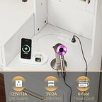 TOKSOM White Vanity Desk with Mirror, Lights & Charging Station, 2 Cabinets and - Image 5