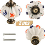 Ivory Pumpkin Knobs 2 Pack Ceramic Cabinet Knobs Vintage Drawer Pulls - Image 2
