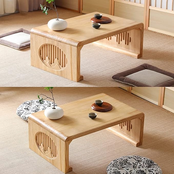 Vintage End Table, Japanese Style Tatami Coffee Tables Mortise and Tenon - Image 2