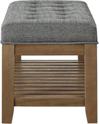24KF Large Rectangular Upholstered Tufted Linen Fabric Ottoman Bench, Padded - Image 7