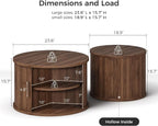 IRONCK Round Coffee Table Set of 2, Fluted Coffee Table and End Table - Image 2