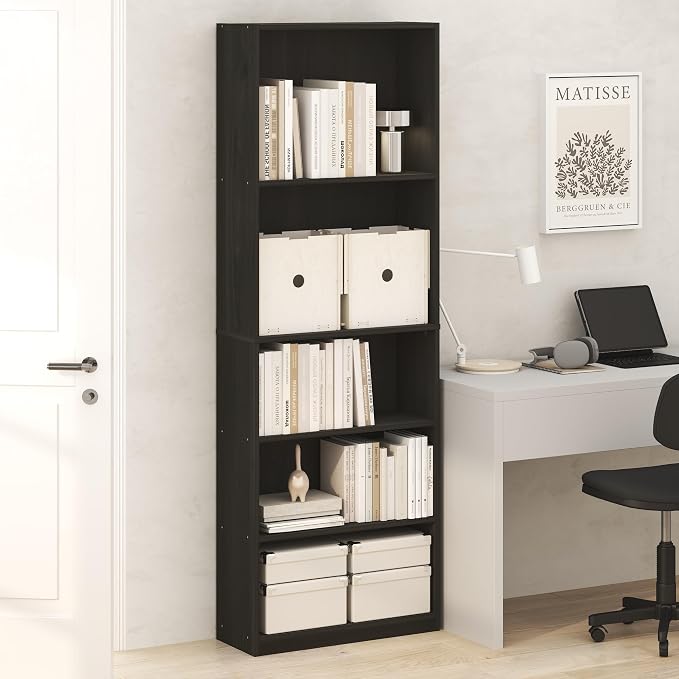 Furinno Jaya Book Shelf, 5-Tier Tall Book Shelf, Bookcase - Image 2