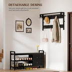 Lulive Hall Tree with Bench and Shoe Storage, 39.4” Entryway Bench with Coat - Image 6