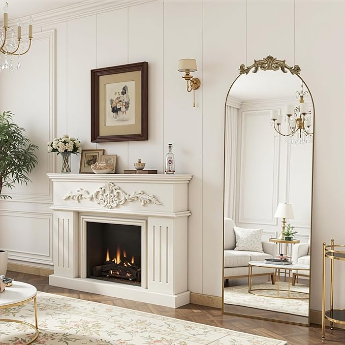MISSDAY Vintage Baroque Full Length Mirror, Full Metal Frame Stand Up Retro - Image 3