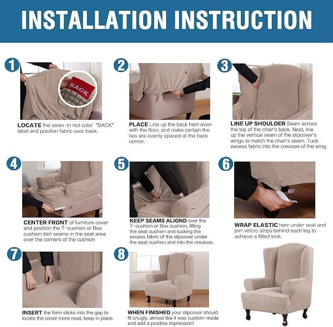 H.VERSAILTEX Wing Chair Slipcover Chair Covers - Image 6