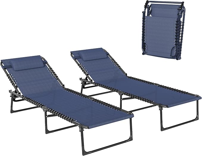 Outsunny Folding Chaise Lounge Chair Set of 2, Patio Sun Tanning Chair by Outsunny