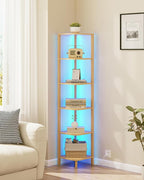 TUTOTAK Corner Shelf with LED Light, 6-Tier Corner Bookshelf - Image 6