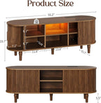 TV Console with Power Outlet-55 Entertainment Center with Sliding Tambour Door - Image 2