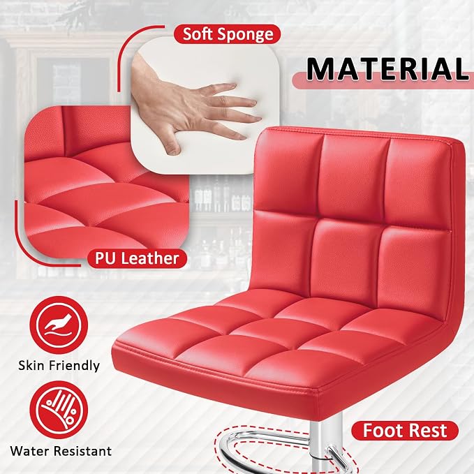 Homall Bar Stools Modern PU Leather Adjustable Swivel Barstools, Armless - Image 4