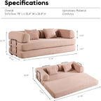 ZEIINPA Convertible Folding Couch Bed, Comfy Corduroy Sleeper Floor Sofa Bed - Image 2