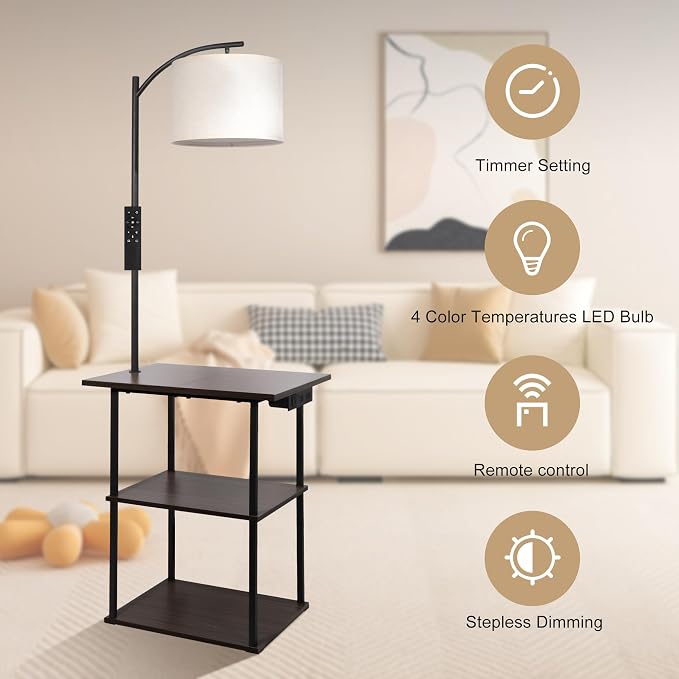 PESRAE Floor Lamp with Remote, Adjustable 3000K-6000K Colors & Brightness Bulb - Image 4