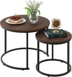 aboxoo Coffee Table Nesting Side Round Set of 2 End Table Top Sturdy Metal by aboxoo