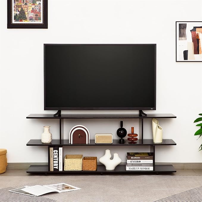 Bamboo TV Stand for TVs up to 65", 3 Tier Accent Entertainment Center - Image 3