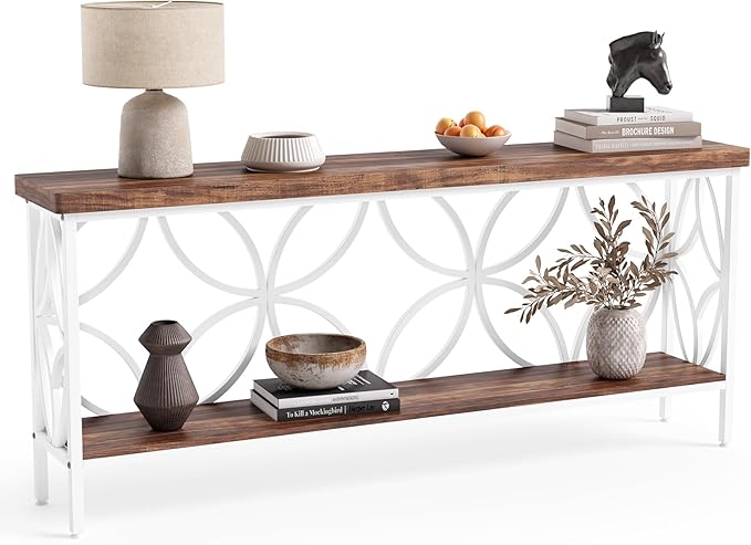 LITTLE TREE Sofa Table, 70.9 Inch Industrial Behind Couch Table by LITTLETREE
