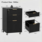 3 Drawers Fluted Mobile File Cabinet - Image 2