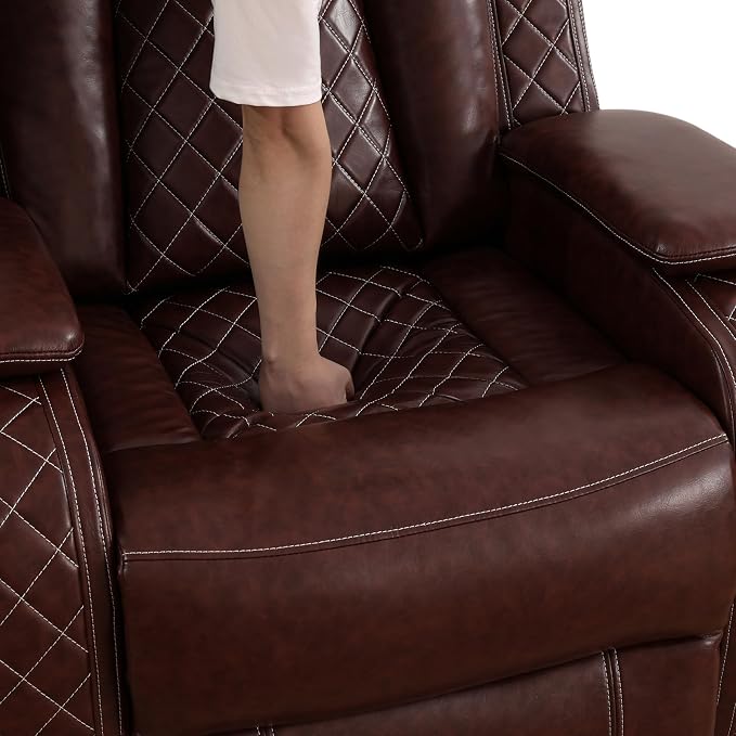 Power Recliner Sofa Set with LED Lights, 2 Manual Recliner 1 Seat and a Loveseat - Image 5