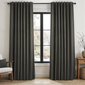 Topfinel 100% Blackout Linen Textured Curtains 84 inches Long Charcoal Gray by Topfinel