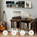 Faesun Flip Top Record Player Stand, End Table Holds up to 100 Albums, - Image 8
