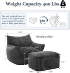 Gericco Oversized Bean Bag Chaise Lounge Chair Indoor - Image 2