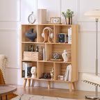 LEYAOYAO Wooden 8 Cube Book Shelf, Natural 3 Tier Bookshelf - Image 6
