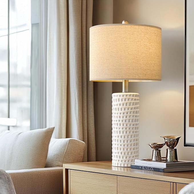 PORTRES 24" Farmhouse Ceramic Table Lamp Set of 2 - Image 8