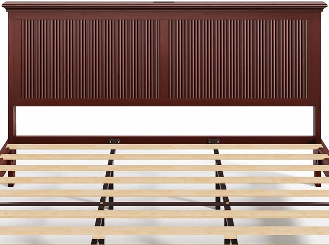Lifezone King Bed Frame with Headboard, Solid Wood Bed Frame King Size with - Image 12