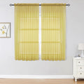 Sheer Curtains 63 inch Length 2 Panels Set, Ivory Sheer Cutains Short Curtains by OWENIE
