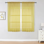 Sheer Curtains 63 inch Length 2 Panels Set, Ivory Sheer Cutains Short Curtains by OWENIE