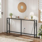 Gewudraw Sofa Table with Oulets and USB Ports, 55.1" Couch Table Behind Sofa - Image 2