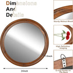 Round Wood Mirror for Wall, 24 Inch Circle Decorative Mirror - Image 5