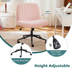 OLIXIS Criss Cross Chair with Wheels Wide Cross Legged Office Desk Vanity Chair - Image 4