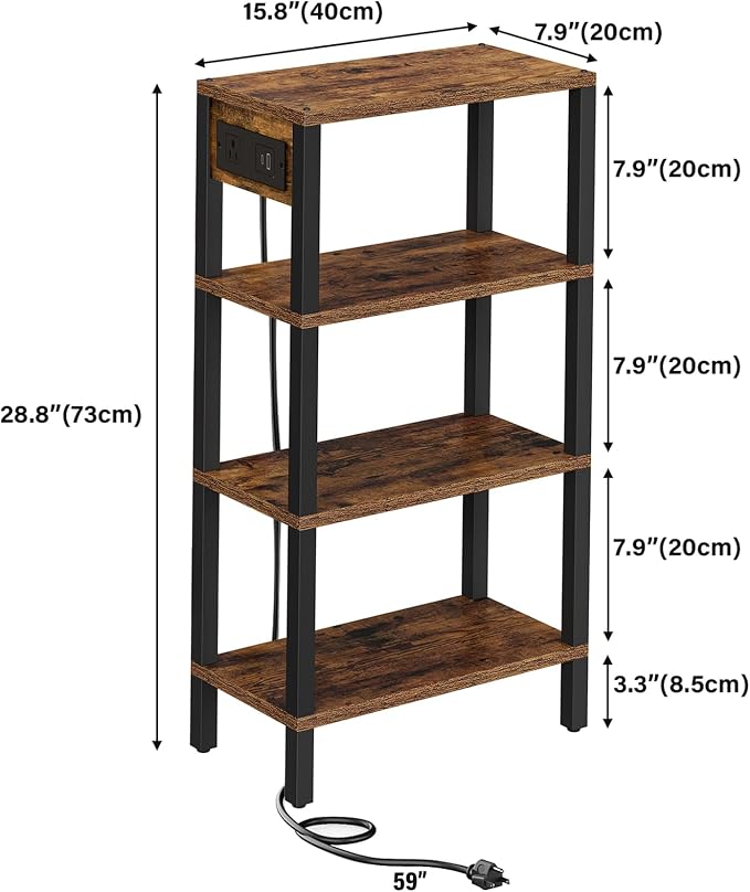 TUTOTAK Narrow Side Table with Charging Station, Small End Table with USB Ports - Image 3