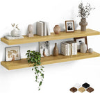 Fun Memories Floating Shelves for Wall, 48 Inch Long Set of 2 Rustic Wood Wall by FunMemories