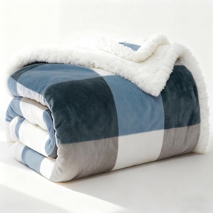 PU MEI Sherpa Fleece Throw Blanket 60" x 80" Reversible Plush Fluffy Large Big - Image 8