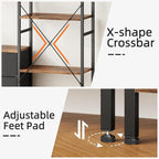 AFLUI Triple Bookshelf with 3 Fabric Drawers, 5-Tier Book Shelf and 10 Display - Image 7