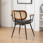 Rattan Dining Room Chairs Set of 2, Mid Century Modern Kitchen Side Chairs - Image 9