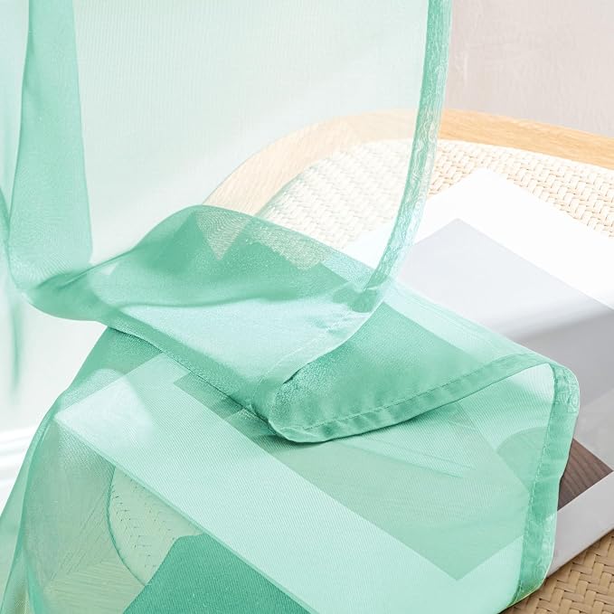 MIULEE Aqua Sheer Curtains 72 Inches Long 4 Panels 42 x 72 Inches | Light - Image 7