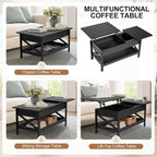 Lift Top Coffee Table with Storage, Small Coffee Table with Hidden Compartment - Image 7