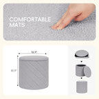 PINPLUS Ottoman with Stroage Round Boucle Ottoman and Tray Sherpa Removable - Image 3