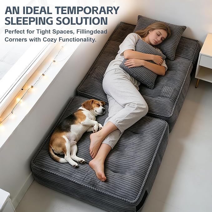 Folding Sofa Bed Chair with Armrests, Convertible Futon Couch Sleeper Chair - Image 7