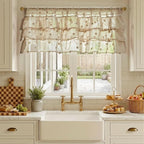jinchan Ruffled Kitchen Valance Pom-Pom Voile Valance Curtains Sheer Shabby - Image 2