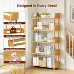 5-Tier Wooden Bookshelf, Modern Open Bookcase - Image 4