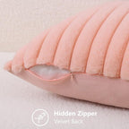 decorUhome Fall Faux Fur Throw Pillow Covers 18x18 Set of 2 Blush Pink | - Image 3