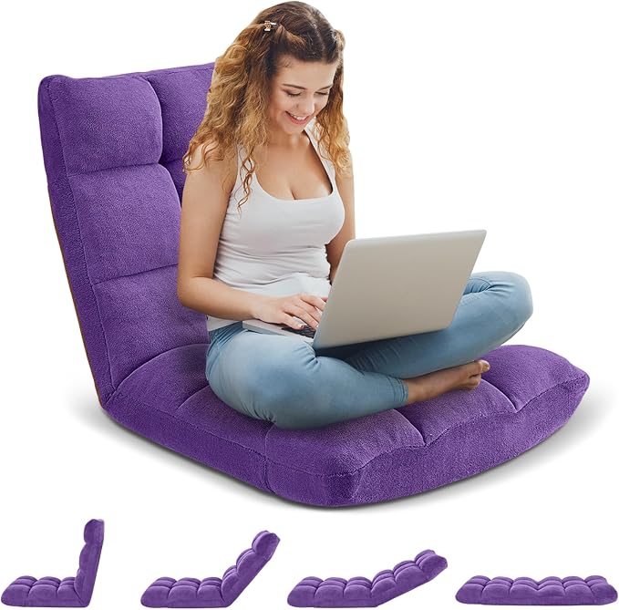 Folding Floor Gaming Chair, Adjustable 14-Position Backrest, 6-Inch Thick - Image 4