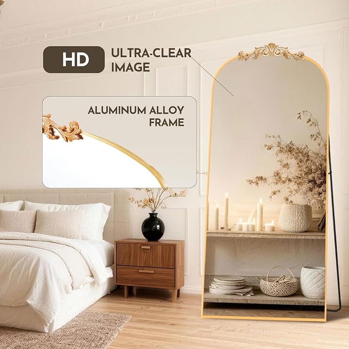 MISSDAY Vintage Baroque Full Length Mirror, Full Metal Frame Stand Up Retro - Image 8