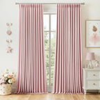 MIULEE Pink Pinch Pleated 100% Blackout Linen Curtains 40x84 Inches | Room by MIULEE