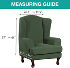 Turquoize Wingback Chair Covers 2 Piece Wing Chair Slipcover Stretch Slipcovers - Image 5