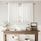 45 Inch Beige White Curtains Linen - Image 7