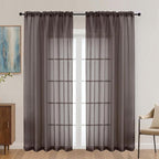 Chocolate Sheer Curtains 72 Inches Long 2 Panels Set, Light Filtering Sheer by OVZME